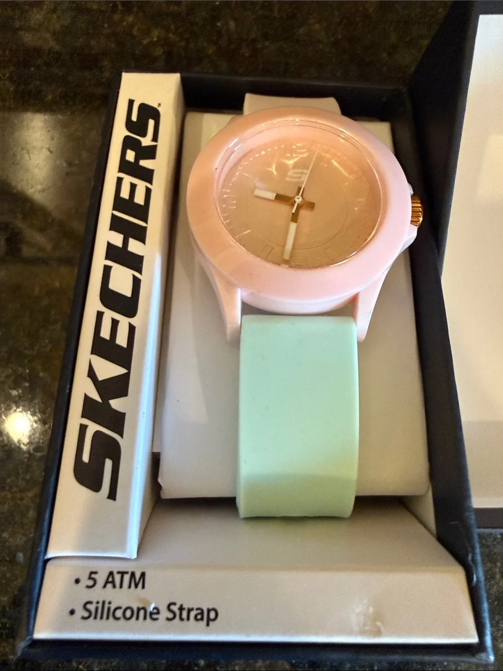 Skechers Pink Case Mint Green Silicone Strap Watch